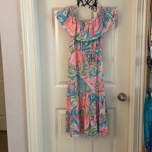 lily pulitzer girls off the shoulder dress